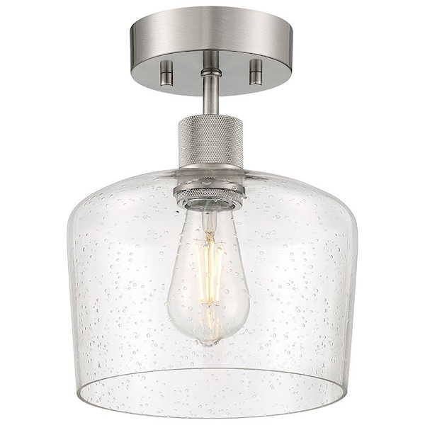 Access Lighting Port Nine Chardonnay, Chardonnay LED SemiFlush, Brushed Steel Finish, Seeded Glass 63147LEDDLP-BS/SDG - main